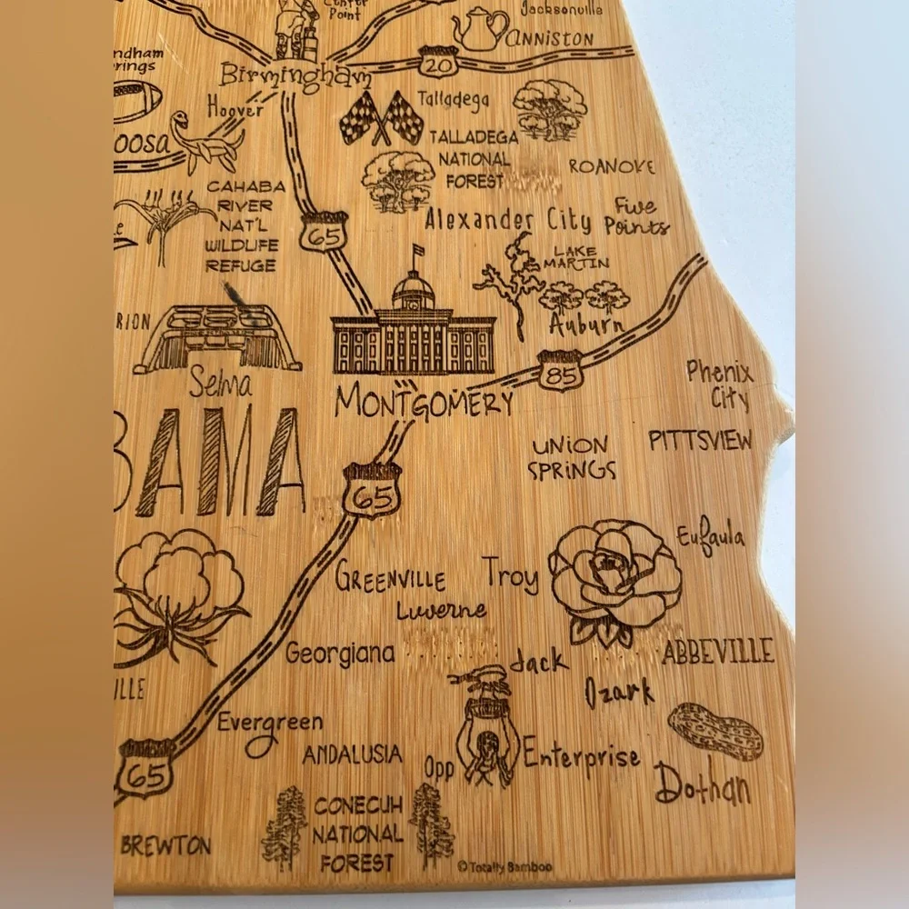 Alabama Landmarks Bamboo Cutting Board